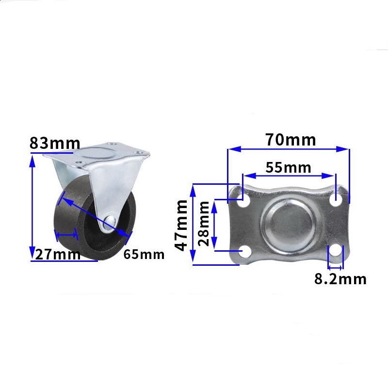 1.5-inch, 2-inch, 2.5-inch and 3-inch cast iron Caster