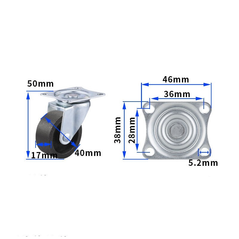 1.5-inch, 2-inch, 2.5-inch and 3-inch cast iron Caster