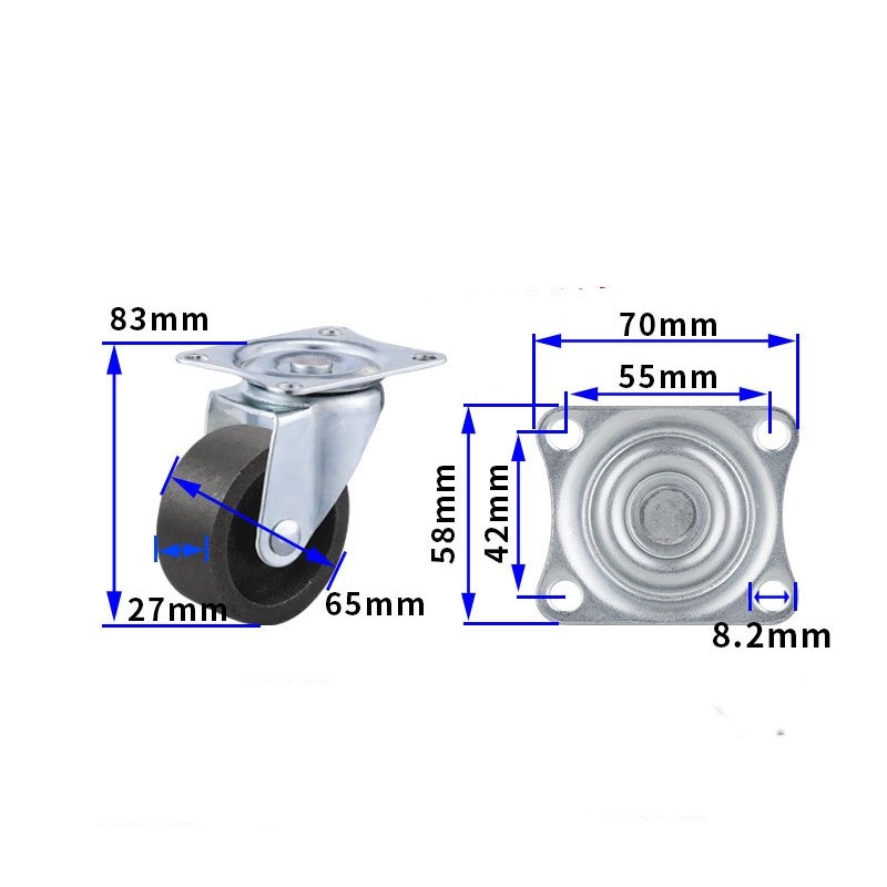 1.5-inch, 2-inch, 2.5-inch and 3-inch cast iron Caster