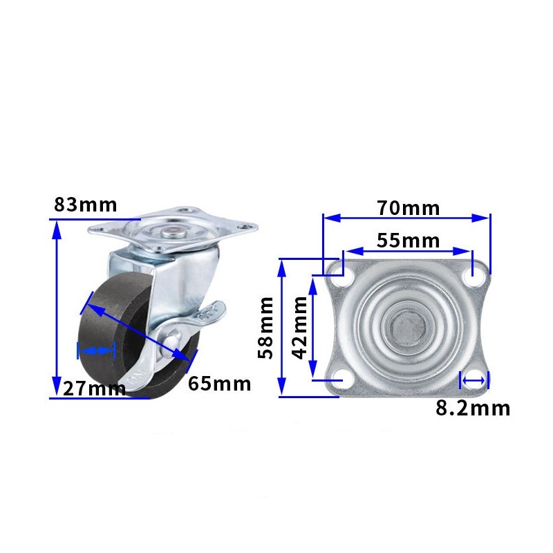 1.5-inch, 2-inch, 2.5-inch and 3-inch cast iron Caster