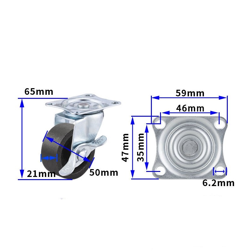 1.5-inch, 2-inch, 2.5-inch and 3-inch cast iron Caster