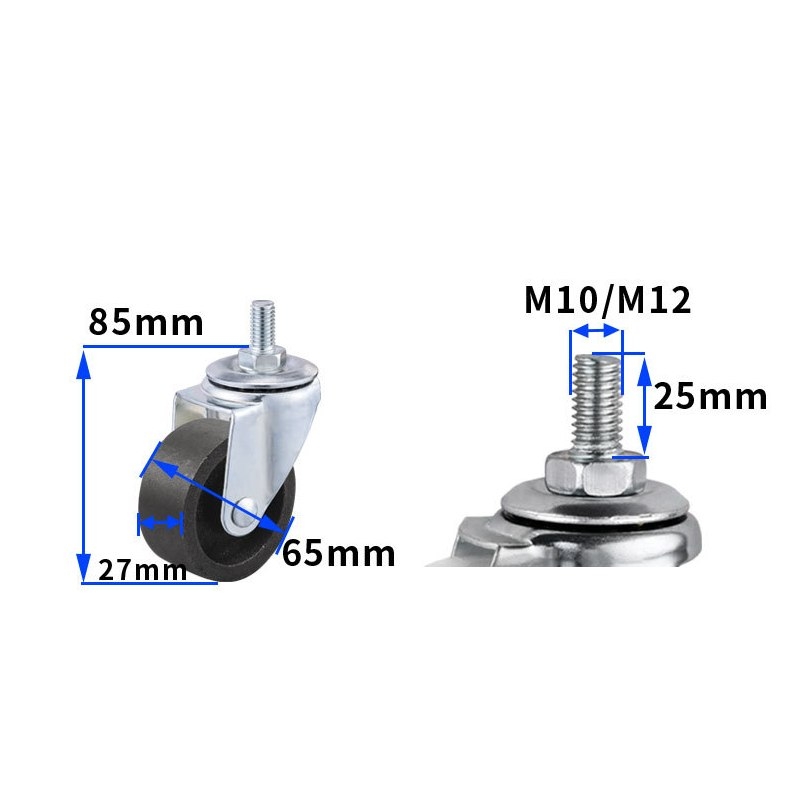 1.5-inch, 2-inch, 2.5-inch and 3-inch cast iron Caster