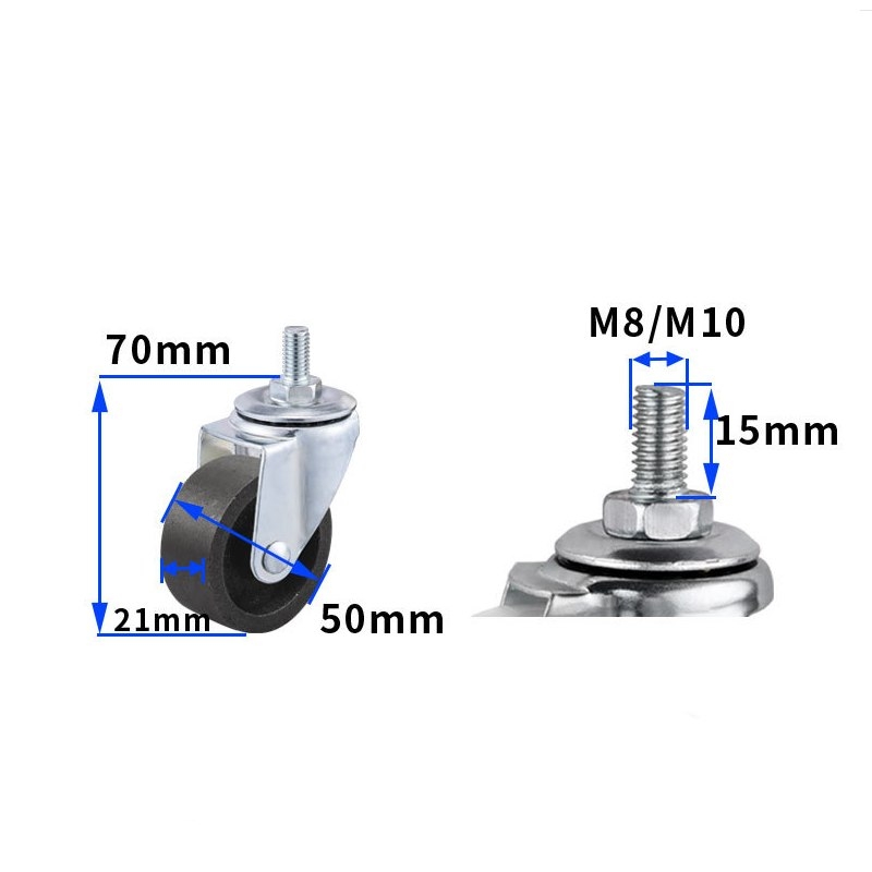1.5-inch, 2-inch, 2.5-inch and 3-inch cast iron Caster