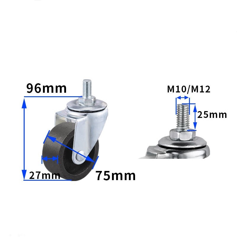 1.5-inch, 2-inch, 2.5-inch and 3-inch cast iron Caster