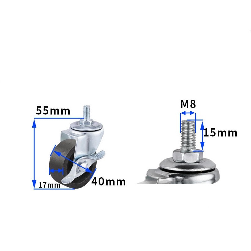 1.5-inch, 2-inch, 2.5-inch and 3-inch cast iron Caster