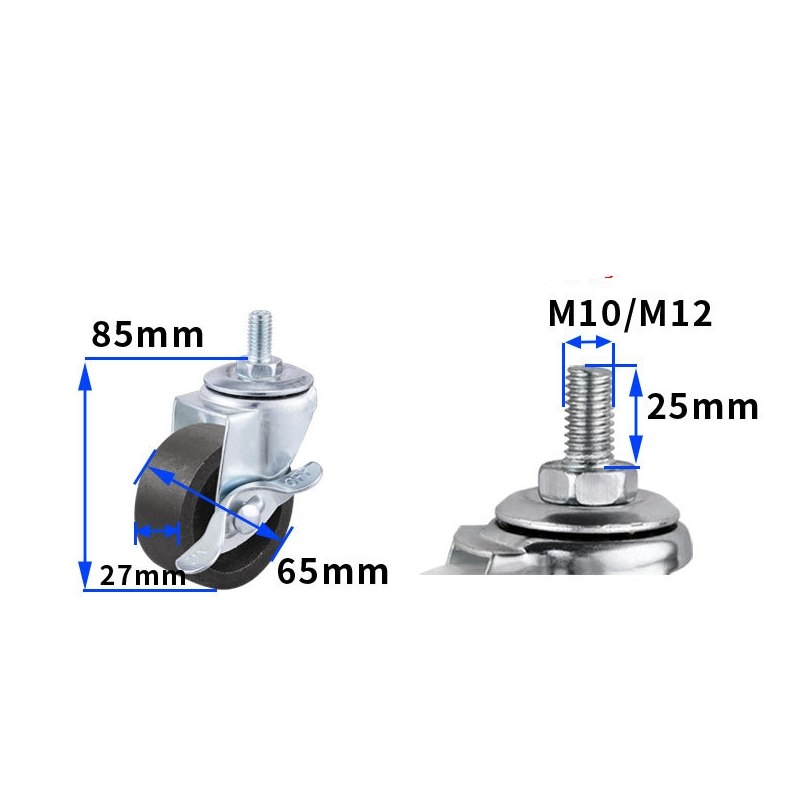 1.5-inch, 2-inch, 2.5-inch and 3-inch cast iron Caster