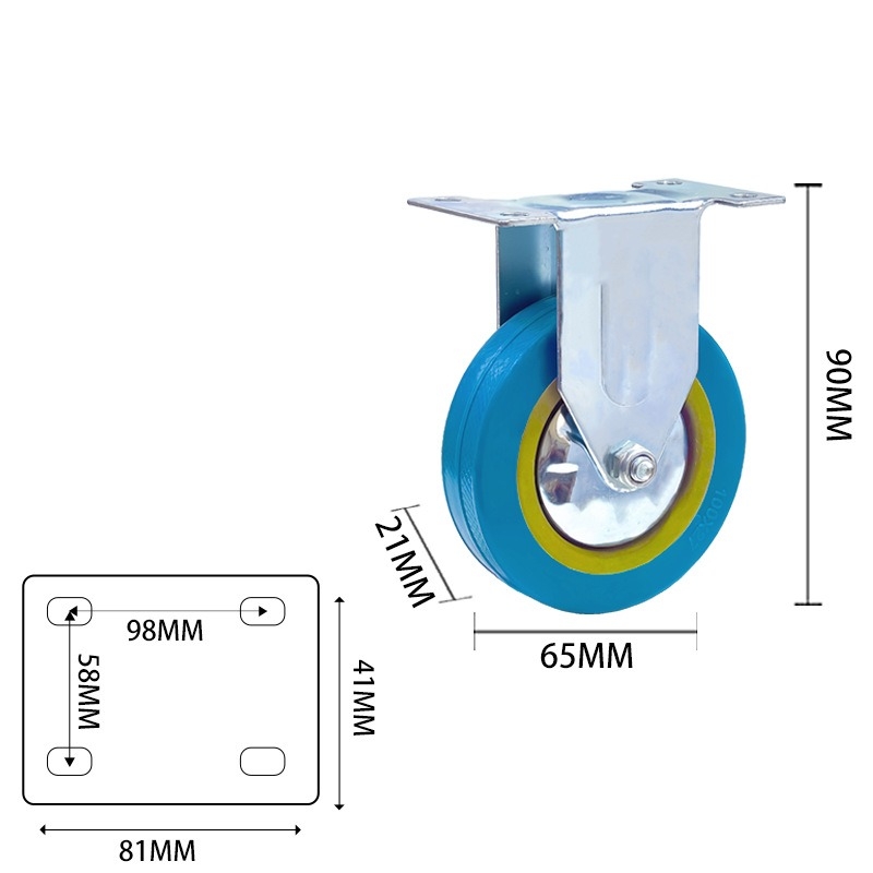 2.5-inch, 3-inch, 4-inch and 5-inch medium PVC blue wheels