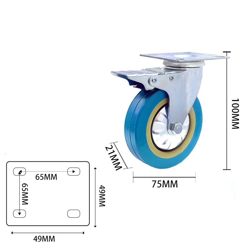 2.5-inch, 3-inch, 4-inch and 5-inch medium PVC blue wheels