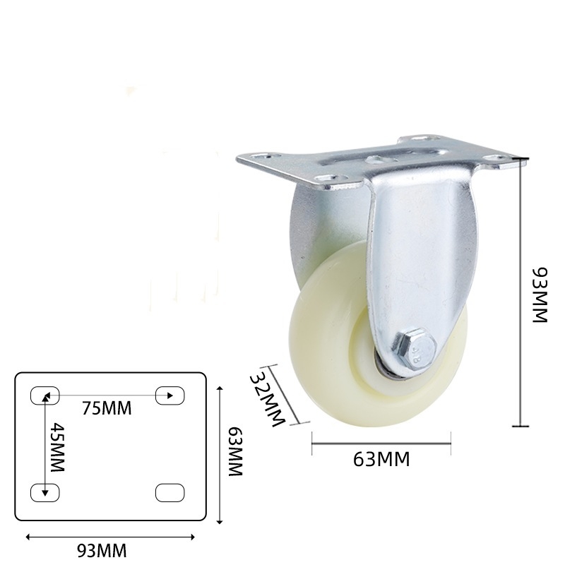 2.5-inch, 3-inch, 4-inch and 5-inch medium White PP wheels