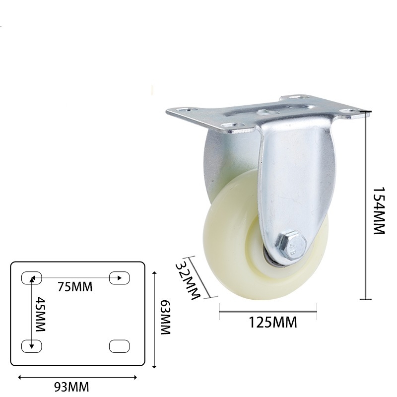 2.5-inch, 3-inch, 4-inch and 5-inch medium White PP wheels