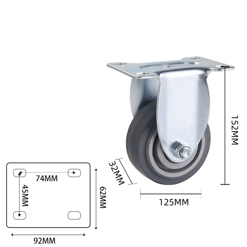 3-inch, 4-inch and 5-inch medium TPR Dual-axle casters