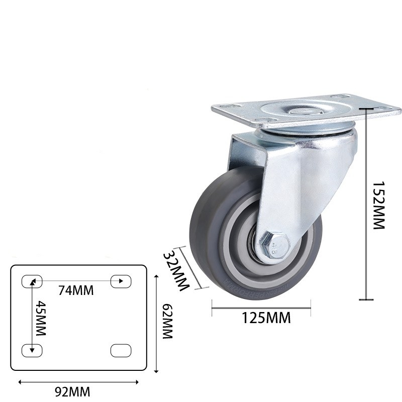 3-inch, 4-inch and 5-inch medium TPR Dual-axle casters