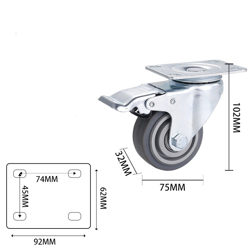 3-inch, 4-inch and 5-inch medium TPR Dual-axle casters