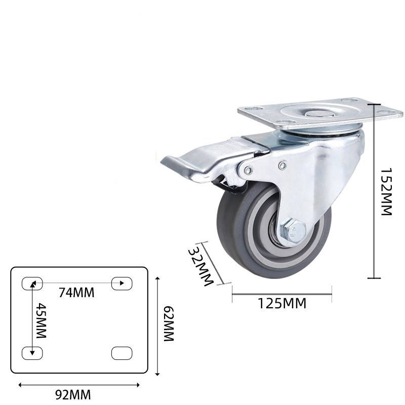 3-inch, 4-inch and 5-inch medium TPR Dual-axle casters