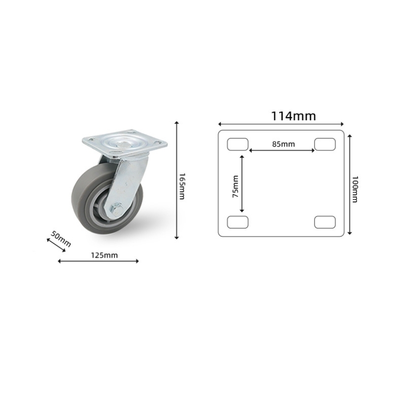 4-inch, 5-inch, 6-inch, 8-inch heavy-duty TPR casters