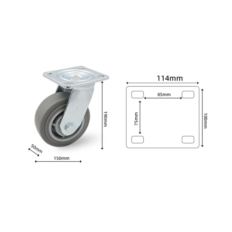 4-inch, 5-inch, 6-inch, 8-inch heavy-duty TPR casters