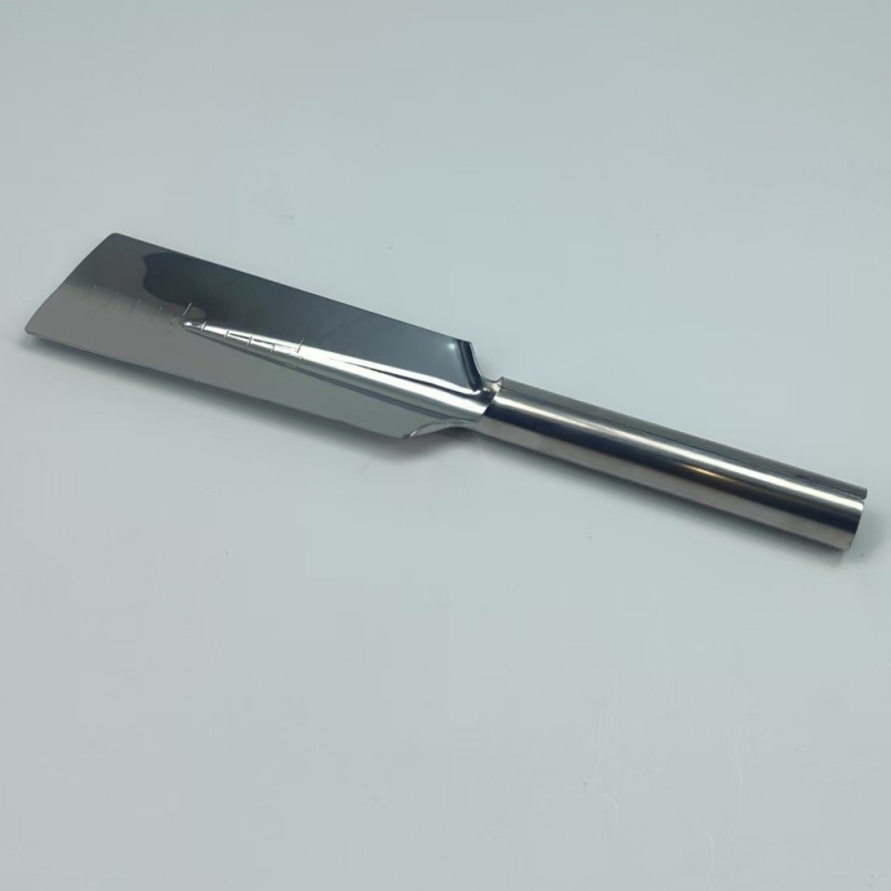 One-piece molded stainless steel shovel