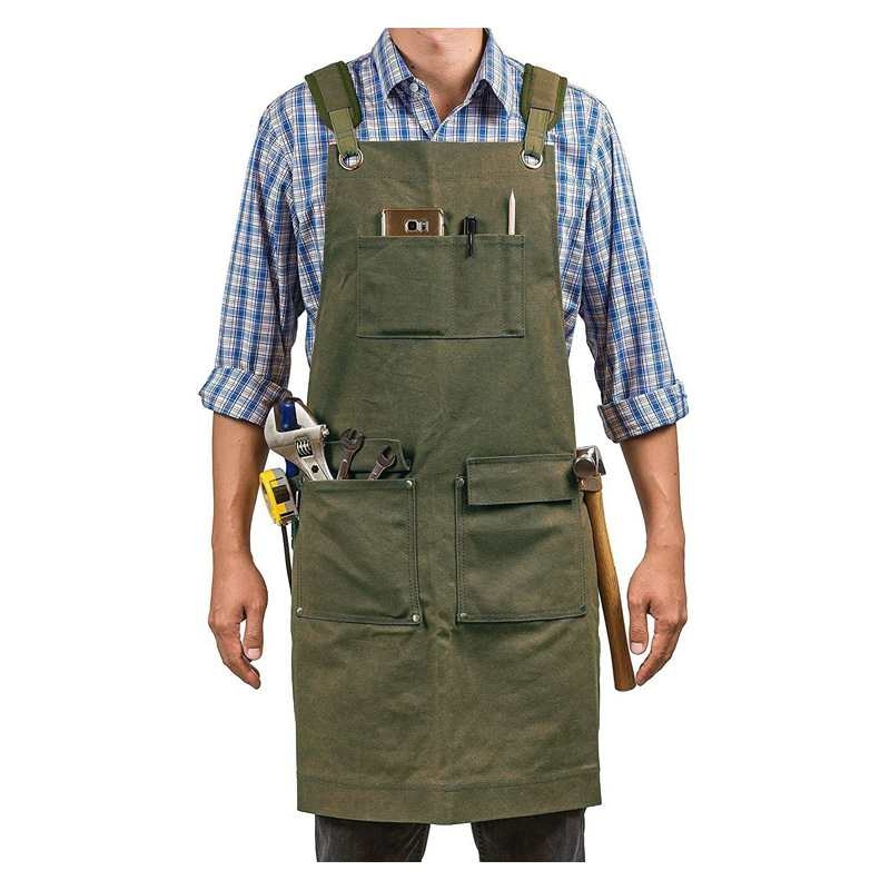 Thickened canvas apron for carpentry, electrical work, and landscaping