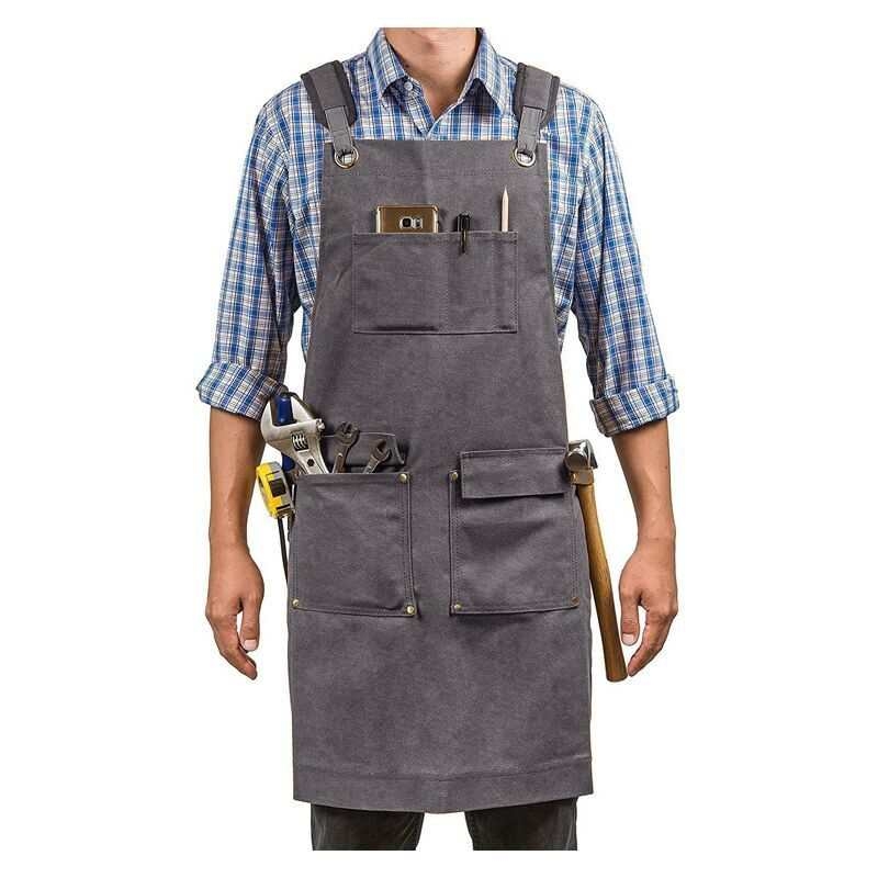 Thickened canvas apron for carpentry, electrical work, and landscaping