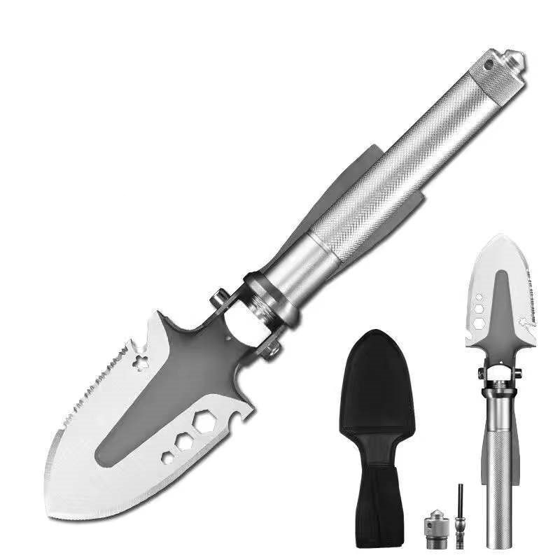 Three-in-one tool: shovel, hoe, and pickaxe