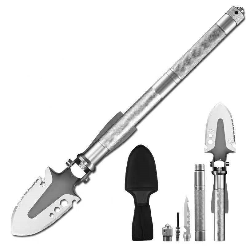 Three-in-one tool: shovel, hoe, and pickaxe