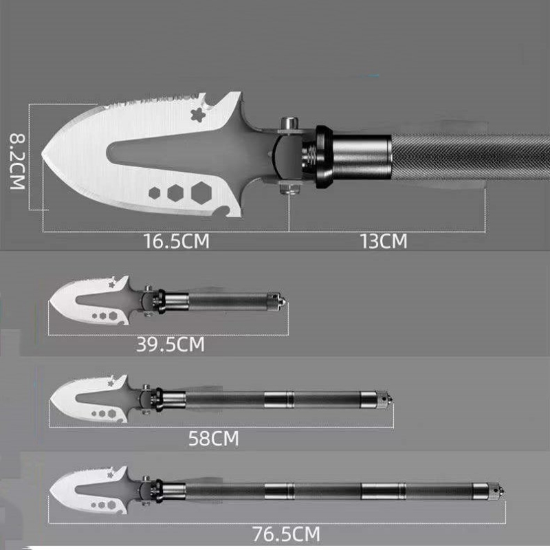 Three-in-one tool: shovel, hoe, and pickaxe