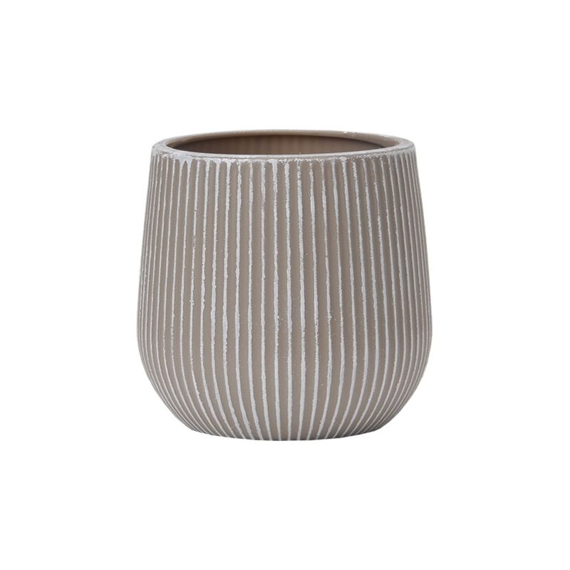 Imitation cement round striped PP plastic flower pot