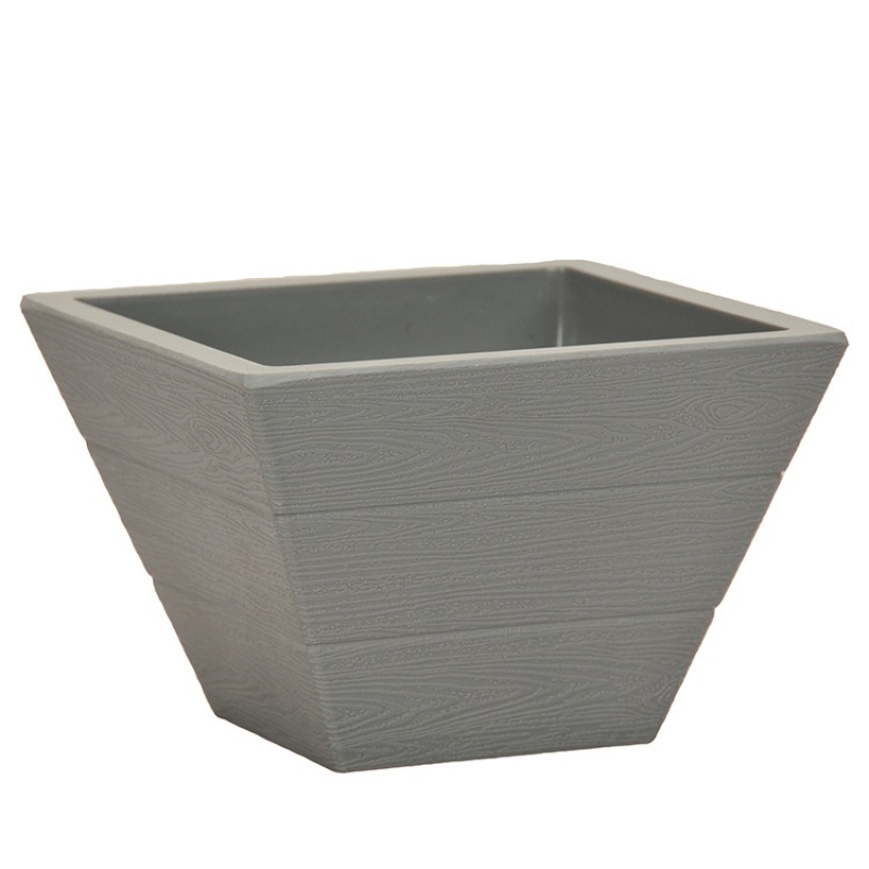 Wood grain PP plastic flower pots without hole