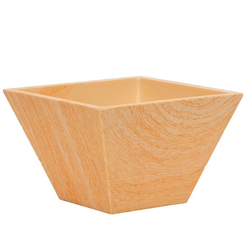 Wood grain PP plastic flower pots without hole