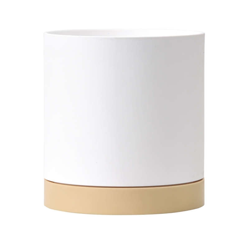 Cylindrical plastic flower pot