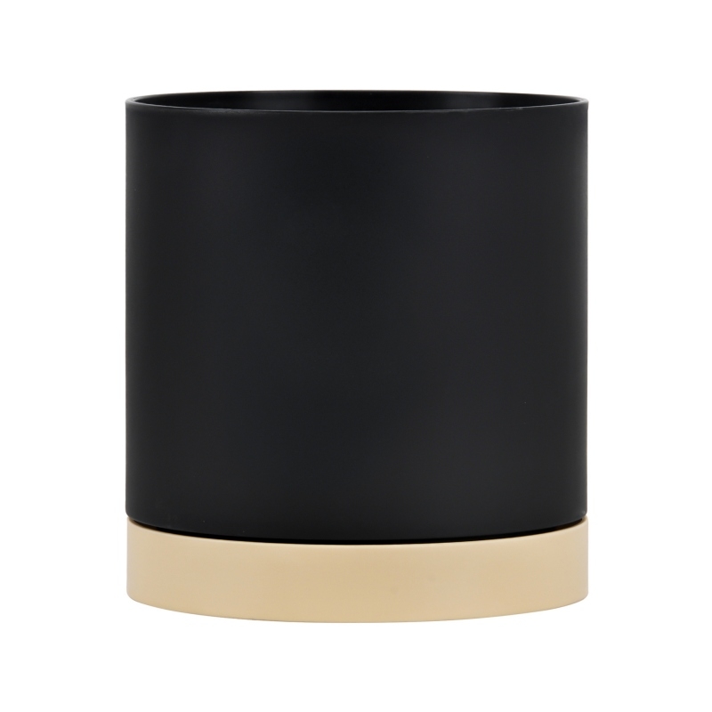 Cylindrical plastic flower pot