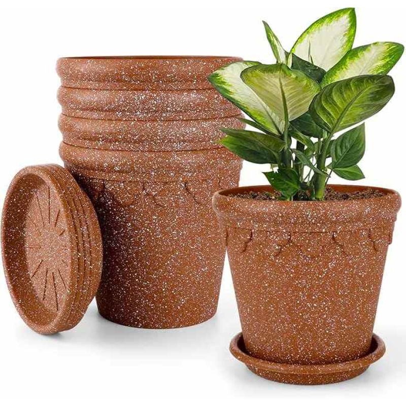 5.5 inch, 6.5 inch and 7.5 inch Imitation ceramic plastic flower pot with base