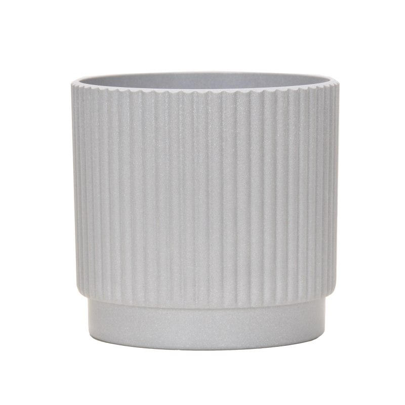 Striped non-porous plastic flower pot