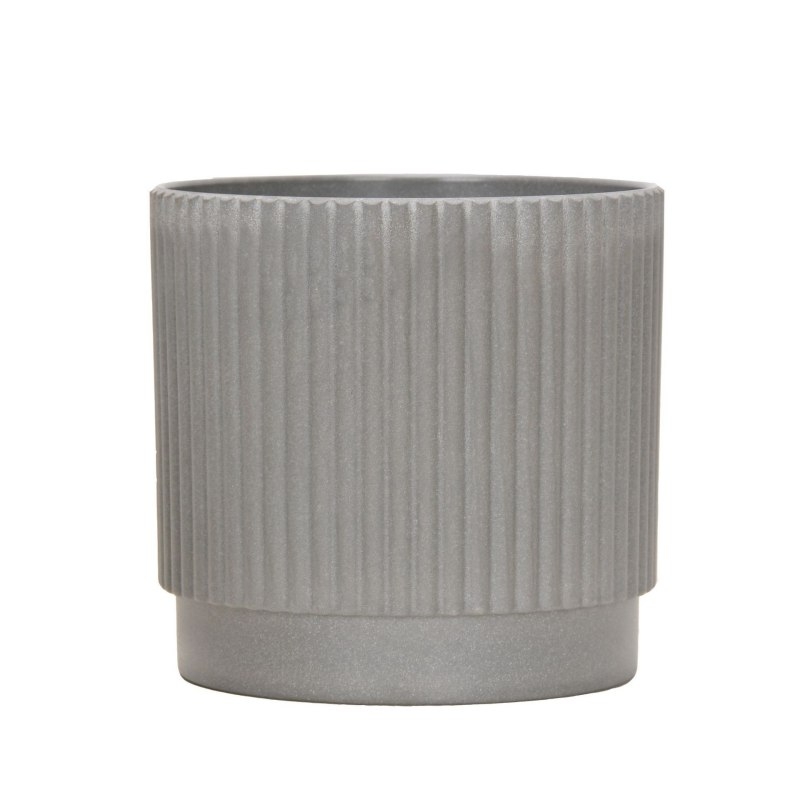 Striped non-porous plastic flower pot
