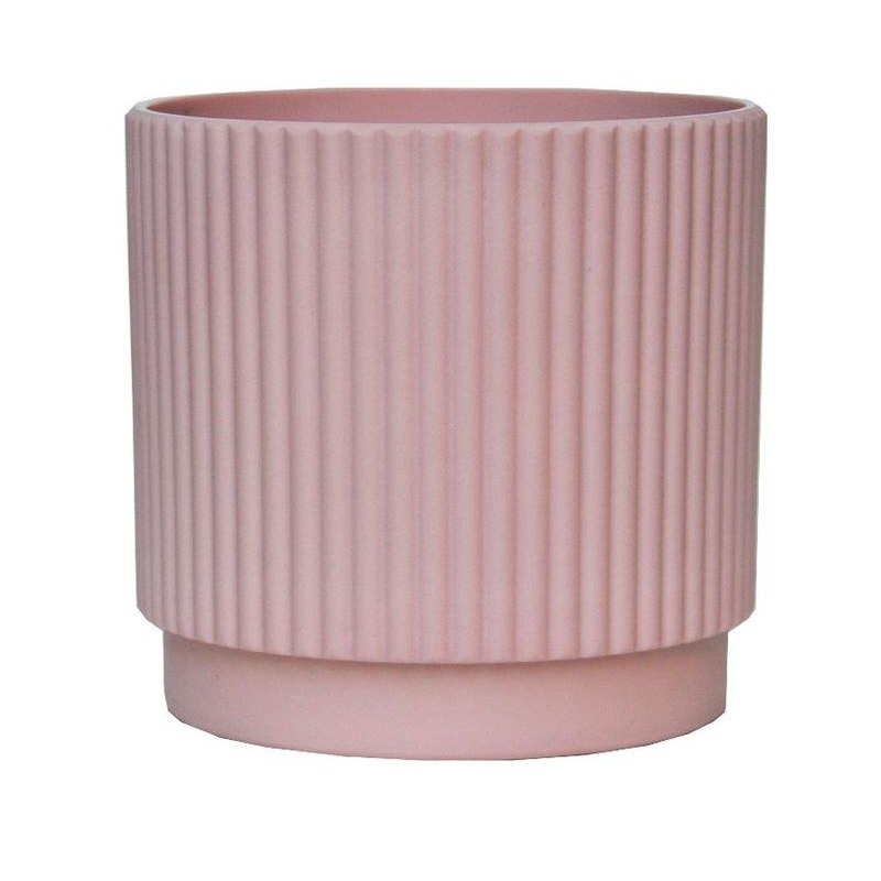 Striped non-porous plastic flower pot