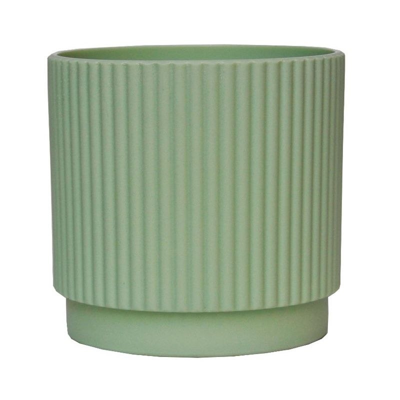 Striped non-porous plastic flower pot