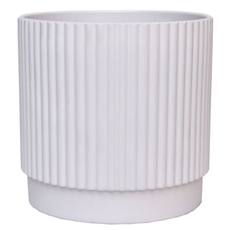 Striped non-porous plastic flower pot