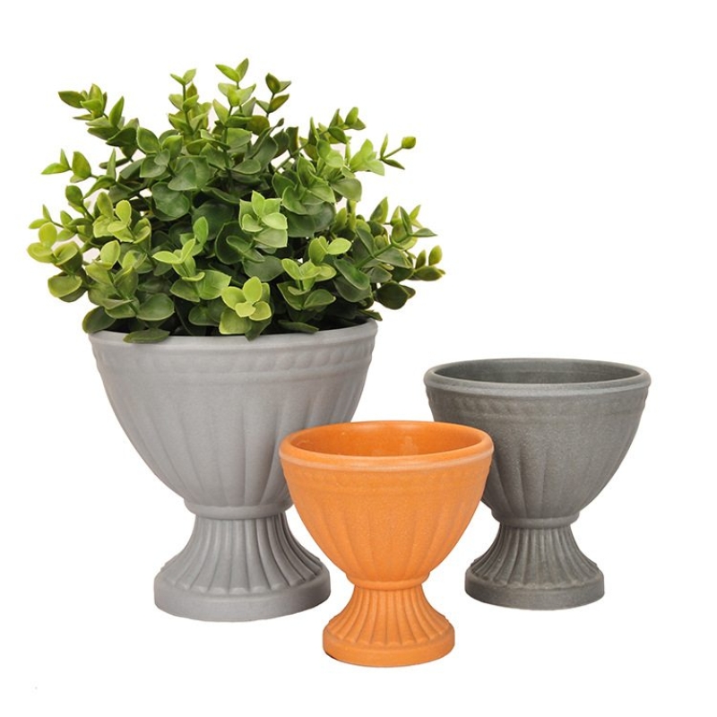 Trophy-shaped imitation porcelain flower pot