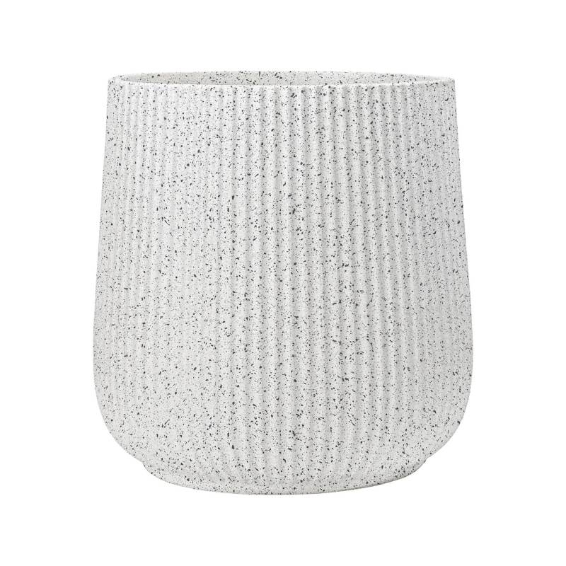 Large striped plastic flower pot