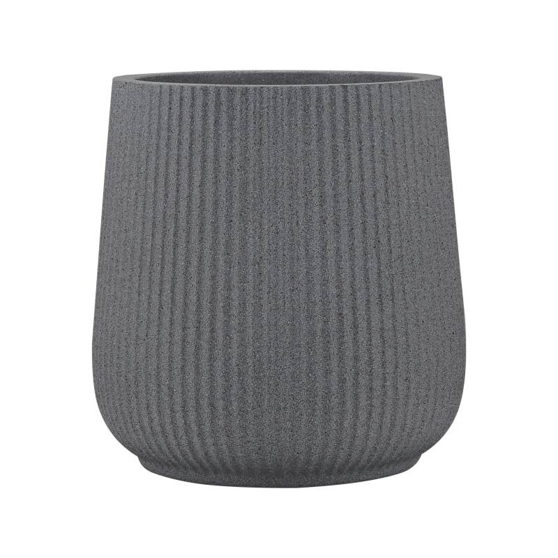 Large striped plastic flower pot