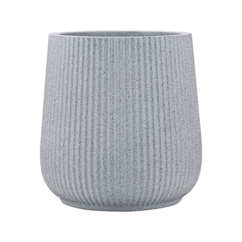 Large striped plastic flower pot