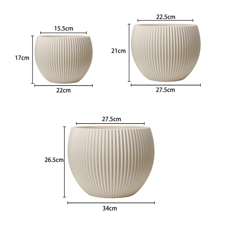 Striped plastic large flower pot