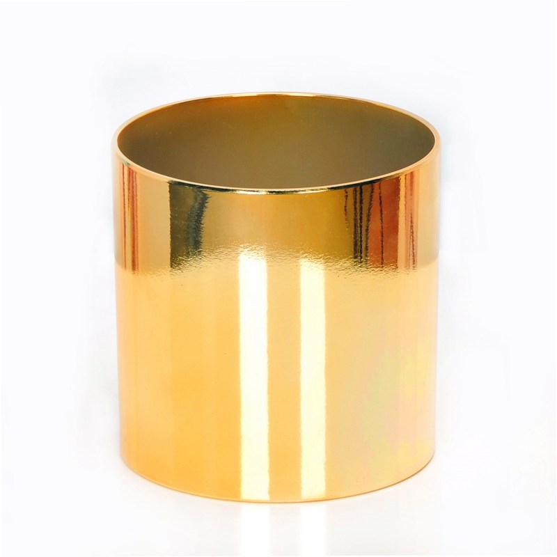Electroplated cylindrical plastic flower pot