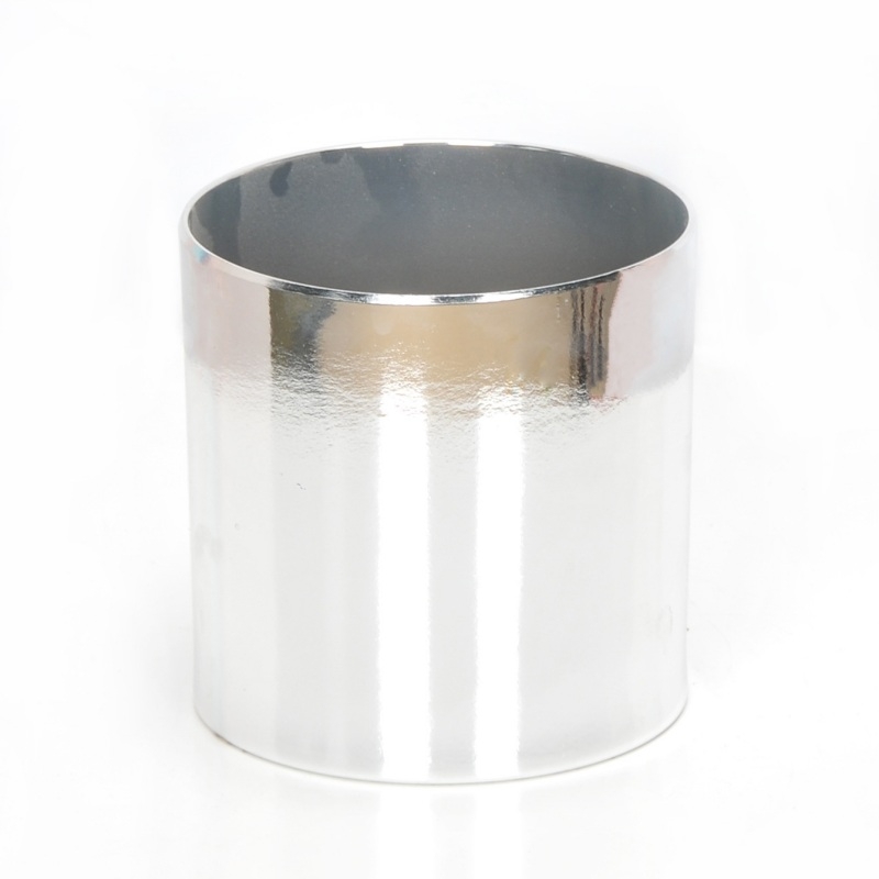 Electroplated cylindrical plastic flower pot