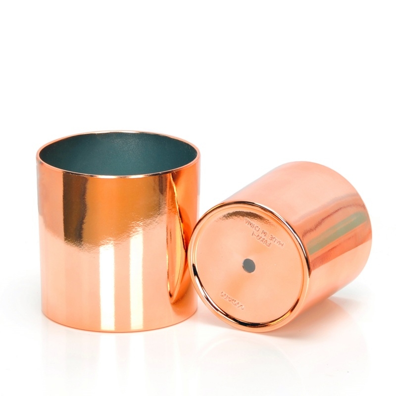 Electroplated cylindrical plastic flower pot