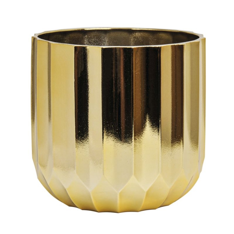 Electroplated cylindrical plastic plant pot