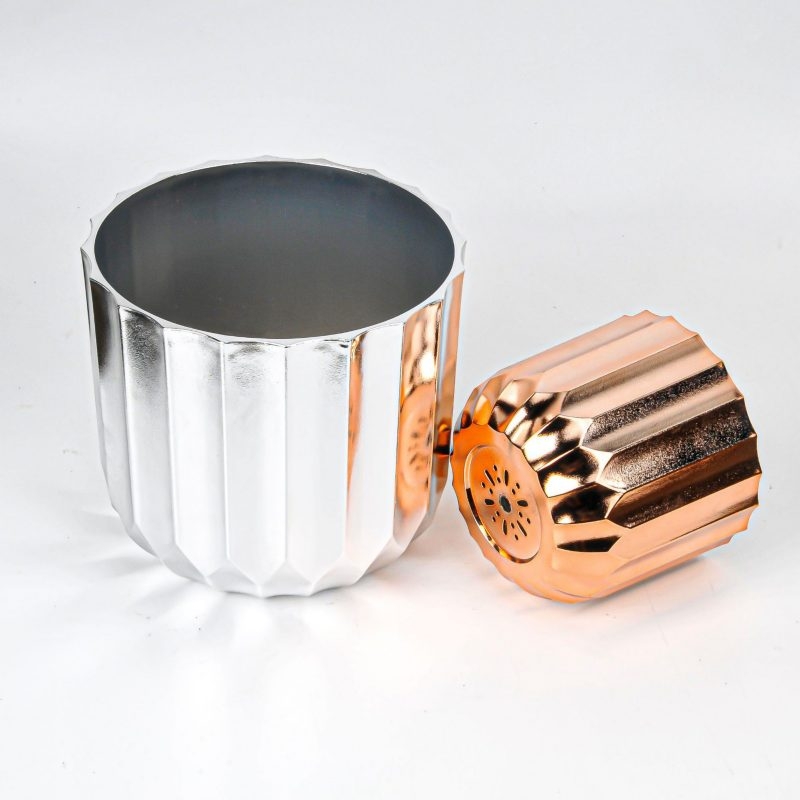 Electroplated cylindrical plastic plant pot