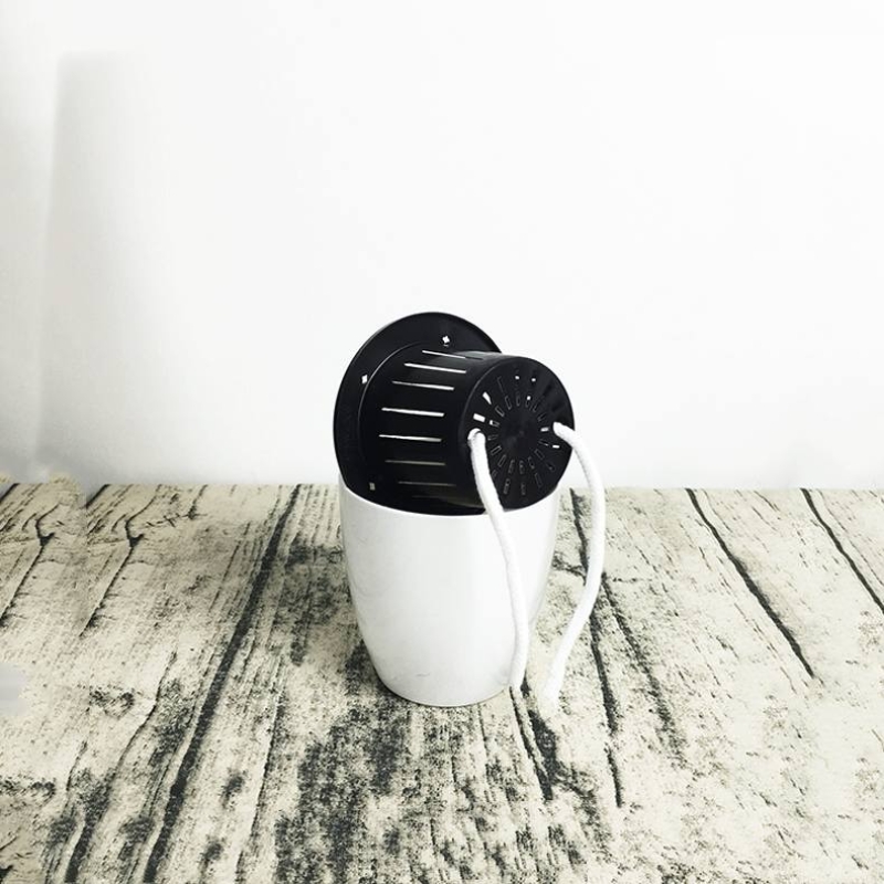 Plastic flower pot with absorbent cotton rope