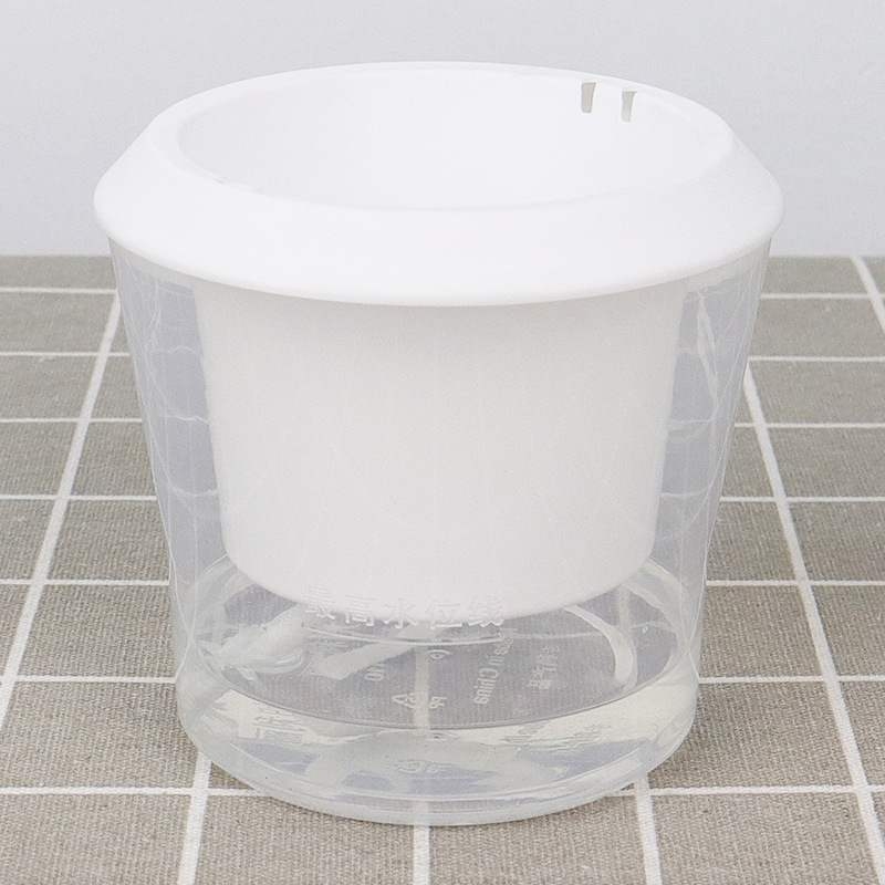 Automatic water-absorbing transparent plastic flower pot