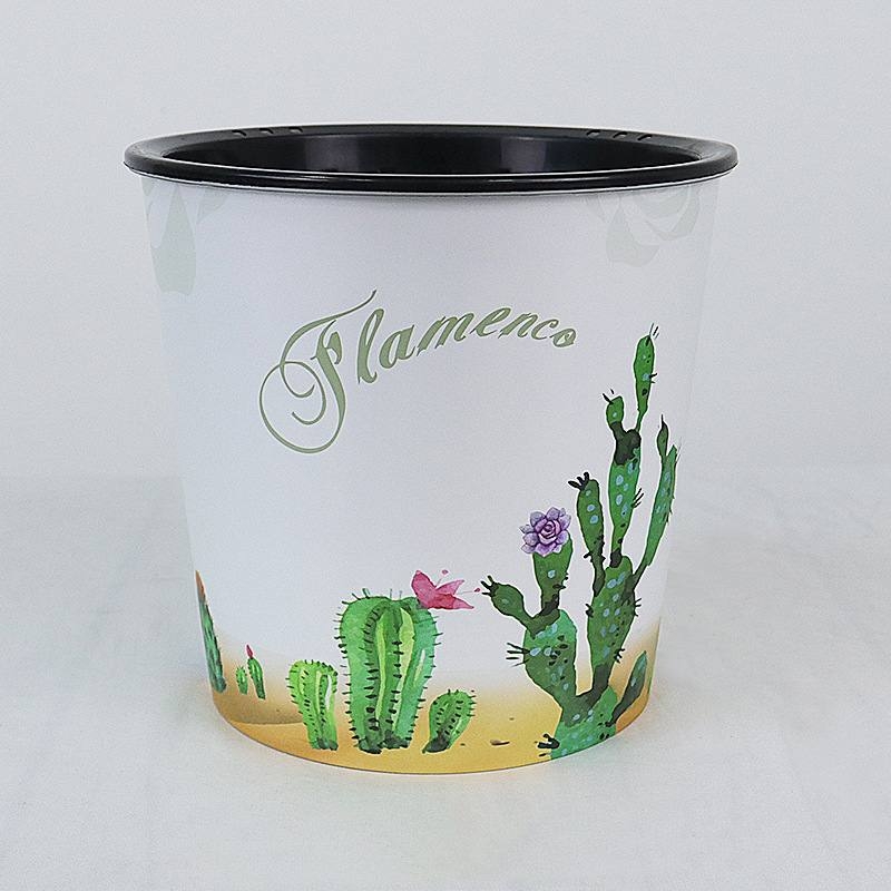 Painted plastic flower pots